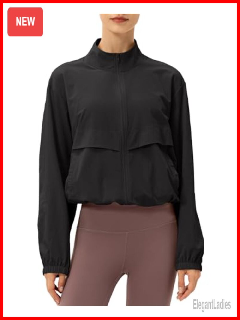 Womens Lightweight Athletic Jacket Zip Sun Protection Windbreaker Cropped
